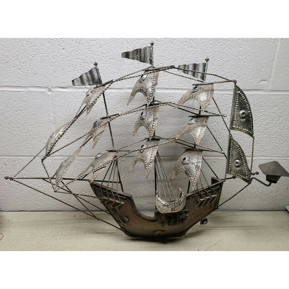 Boat Ship Wall Art Nautical Metal Home Decor Made in Mexico 26 x 6 x 21 H